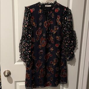 Alice + Olivia Black Floral Embroidered Dress